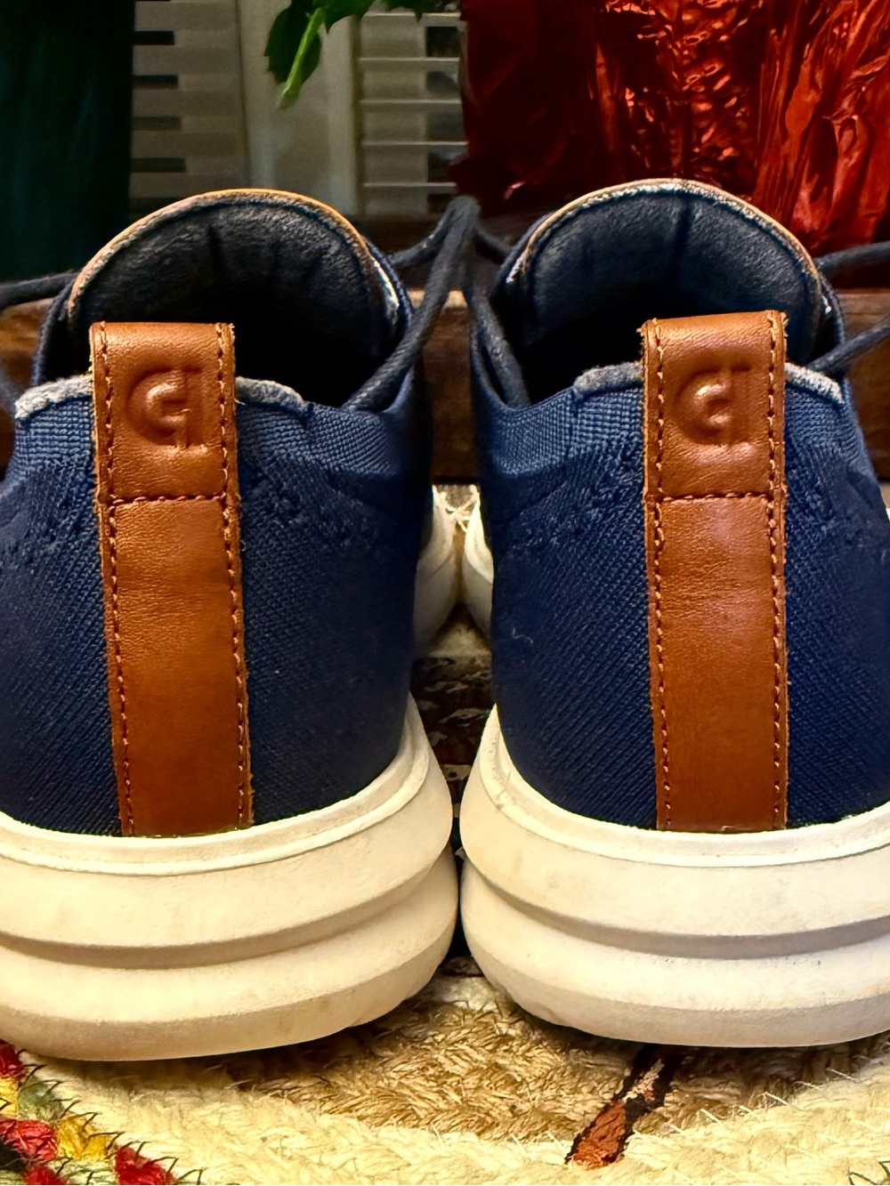 Cole Haan Grand Stretch Knit Wing Tip Oxford Shoes Navy Blue C37369 Sz 10M EUC! - Picture 4 of 8